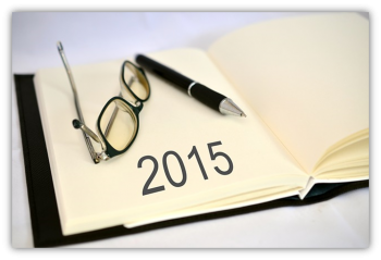 2015 diary, pen and spectacles